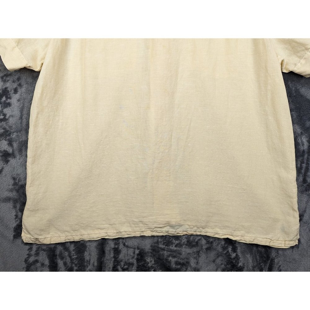 Polo Ralph Lauren Shirt Mens XL Silk Linen Blend Short Sleeve Button Up Yellow - Picture 12 of 16